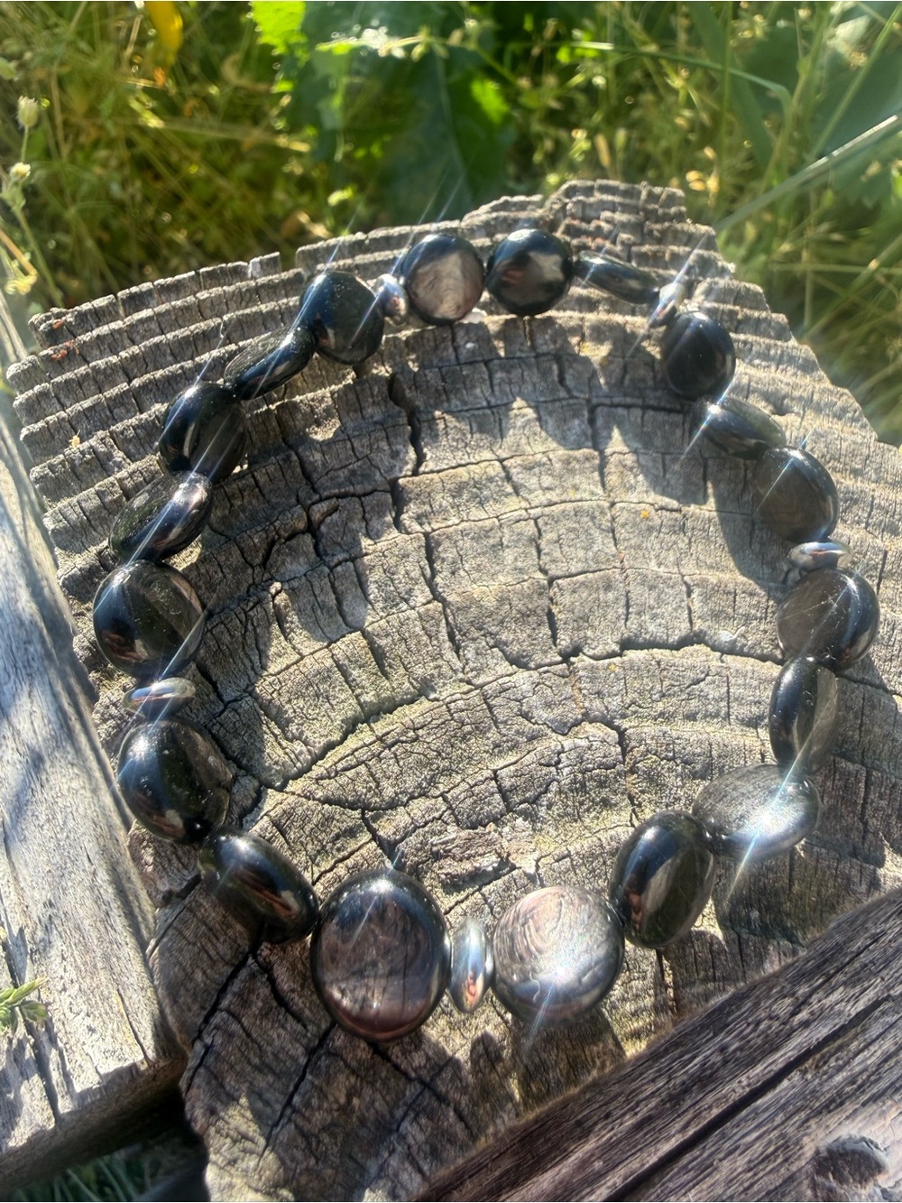Coin HyperSthene Stretch Bracelet